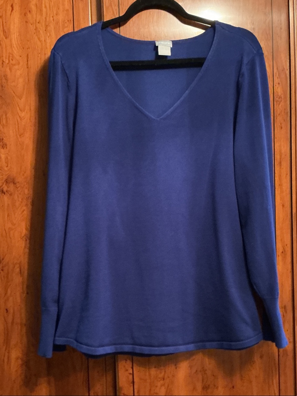 Chico's V-Neck Long Sleeve Sweate in Cobalt Blue
